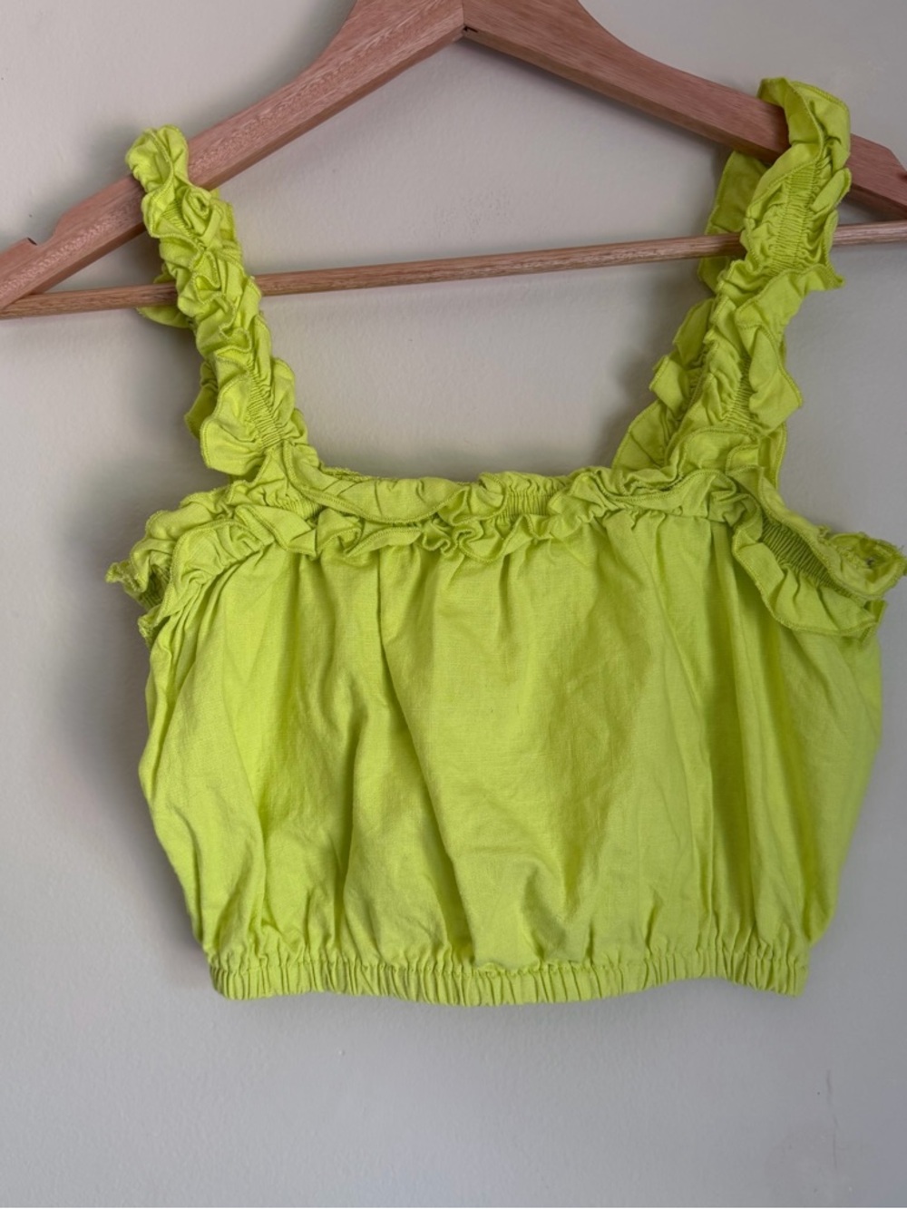 miami Ruffled Neon Lime Crop Top